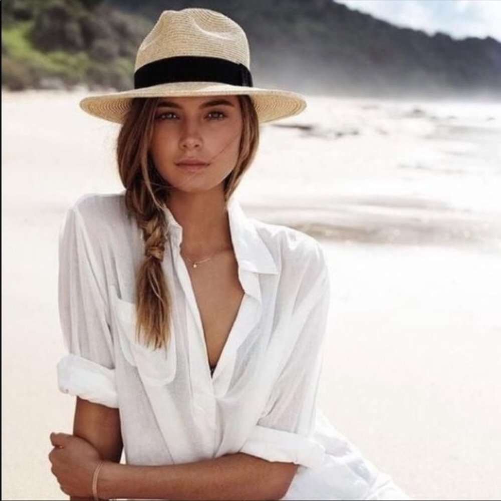 Straw Fedora hat